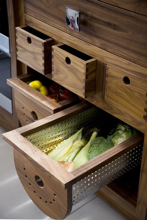 Storage solutions take many shapes, but one of our most popular choices is the use of pull-out baskets, whether these be wonderfully warm wicker (whether in a pantry or a boot room) or cool aerated steel (ideal for storing less perishable produce and thus freeing up space in the fridge.) That’s the beauty of bespoke design! Wicker Basket Ideas, Wicker Basket Kitchen, Basket Kitchen, Boot Room, Kitchen Units, Wicker Basket, Basket Ideas, Bespoke Design, Interior Design Ideas