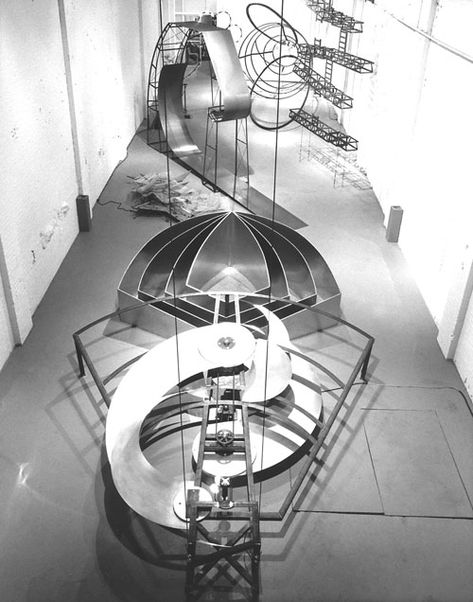 Alice Aycock. The Thousand and One Nights in the Mansion Of Bliss, Part II, The Fortress Of Utopia (Fata Morgana), 1983 The Glance of Eternity: steel, galvanized sheet metal, Plexiglas, motorized parts; 3 ½ h x 14 w x 15 l ft. Alice Aycock, Post Structuralism, Women In Art History, Robert Smithson, Galvanized Sheet Metal, Lee Krasner, Scientific Thinking, Virginia Commonwealth University, 20 November