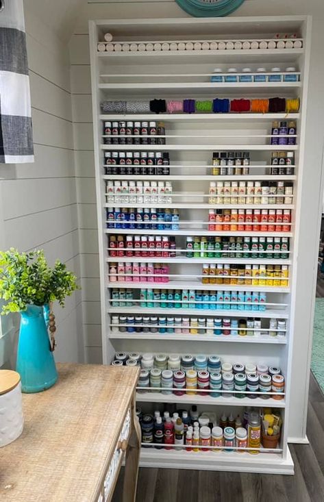 Paint Storage Ideas Acrylic, Diy Desk Storage Ideas, Ikea Art Studio Ideas, Paint Holder Diy Craft Rooms, Mica Powder Storage Ideas, Paint Brush Storage Ideas, Craft Room Paint Colors Inspiration, Diy Paint Organizer, Paint Organization Diy