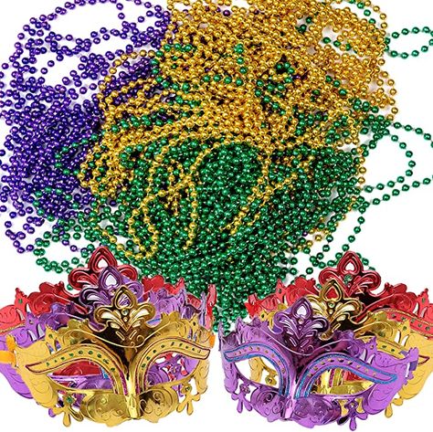 Mardi Gras Party Favors, Mardi Gras Necklace, Brazil Carnival, Mardi Gras Costumes, Mardi Gras Beads, Green Beaded Necklace, Mardi Gras Party, Mardi Gras Mask, Necklace Beads