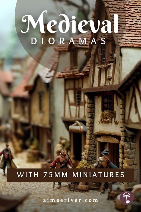 Diorama of a medieval town with 75mm miniatures Diorama Ideas Diy, Medieval Village Layout, Medieval Diorama, Diorama House, Dioramas Ideas, Fantasy Diorama, Miniature Town, Casa Fantasy, Model Castle