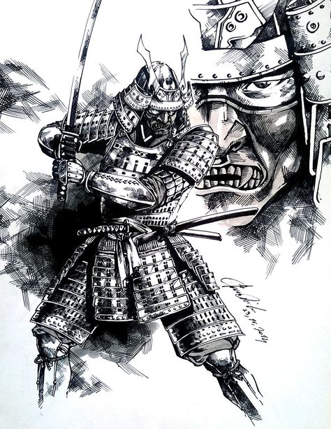 Samurai Drawings, Samurai Cartoon, Shogun Tattoo, Samurai Tattoos, Japanese Warrior Tattoo, Samurai Drawing, Samurai Warrior Tattoo, Guerriero Samurai, Ronin Samurai