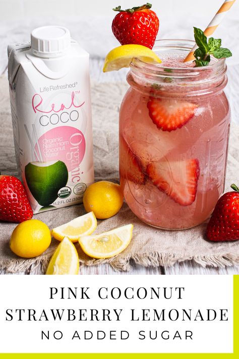 Coconut Lemonade, Coconut Water Drinks, Coconut Water Recipes, Healthy Nutrition Plan, Brown Spots Removal, Nutrition Articles, 140 Pounds, Pink Strawberry, Water Recipes