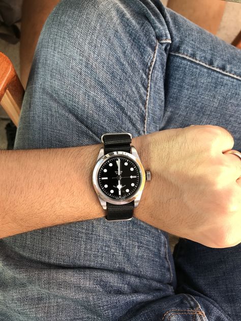 Tudor Black Bay 36, Nato Strap Watches, Tudor Black Bay, Nato Strap, A Black, Time Piece, Leather Watch, Leather, Black