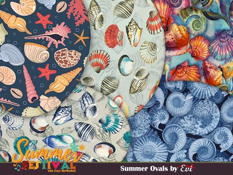 The Sims Resource - Seashell ovals Rug Cc Sims 4, Sims4 Rugs, Sims 4 Buy Cc, Summer Rugs, Sims 1, The Sims Cc, Animal Skin, Cc Sims, The Sims Resource