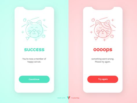 Flash Message - Error/Success - Daily UI 011 by Baback Jafari Typography App, Ui Illustration, Delivery Robot, Success Message, Branding Typography, Digital Web, Daily Ui, Error Message, App Ui