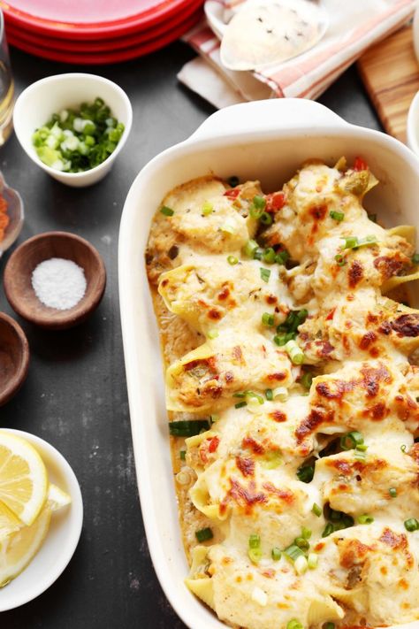 Cajun Stuffed Shells, Cajun Chicken Salad, Seafood Stuffed Shells, Chicken Stuffed Shells, Stuffed Pasta, Cajun Dishes, Pasta Shells, Stuffed Shells Recipe, Perfect Pasta