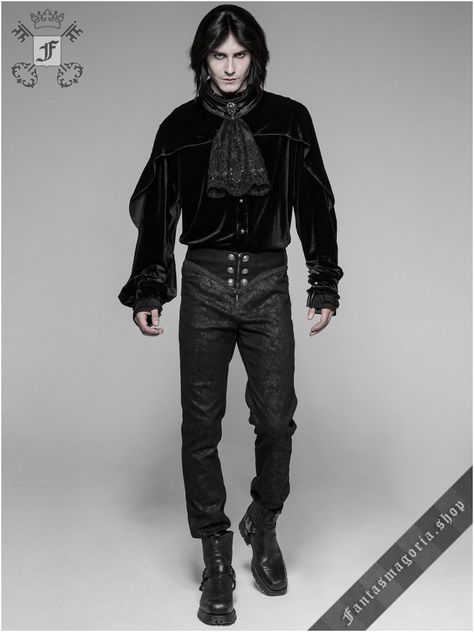 Punk Rave Romantic goth shirt WY-926/BK | Men's Gothic, Metal, Punk and Steampunk fashion clothing and accessories by Punk Rave, RQ-BL, Killstar and other alternative fashion brands Gothic Fashion Men, Gothic Suit, Rave Men, Gothic Trousers, Goth Pants, Gothic Pants, Goth Guys, Gothic Men, Goth Shirt