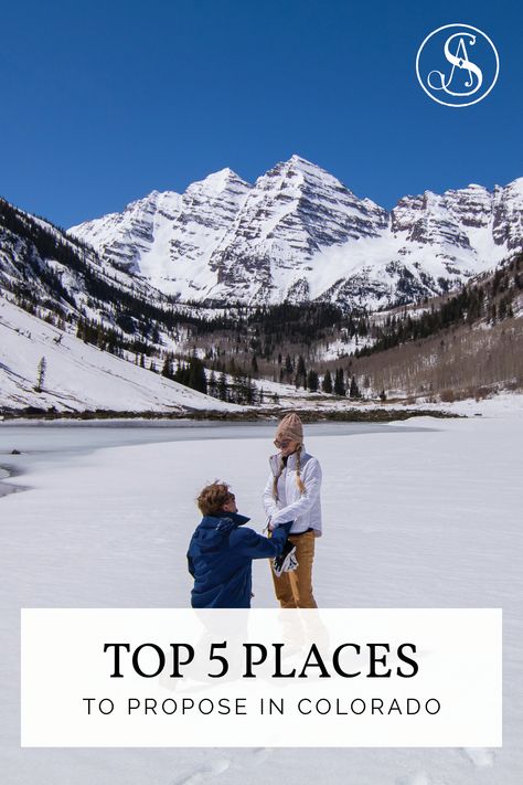 Colorado makes the perfect backdrop for any engagement. From the Front-Range’s insane mountain-landscape to Denver’s refined urban restaurants to the Sand Dunes’ epic terrain, there is no absolutely no shortage of dreamy scenery. For every partnership there is a place in Colorado that is as equally meaningful and memorable to capture your big moment. #proposal #howtheyasked #engagement Colorado Proposal Ideas, Colorado Proposal, Dreamy Scenery, Maroon Bells Colorado, Places To Propose, Colorado Lakes, Proposal Spots, Winter Proposal, Elegant Engagement Photos