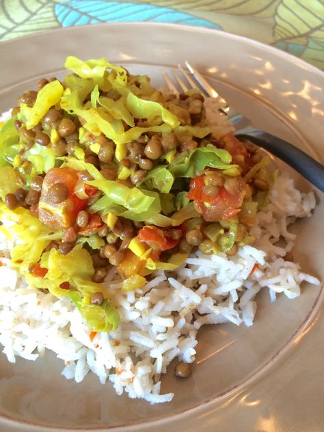 Cabbage Lentil, Lentil And Potato, Cabbage Curry, Emily Richards, Potato Fry, Canned Lentils, Healthy Choice, The Leftovers, Lentil Curry