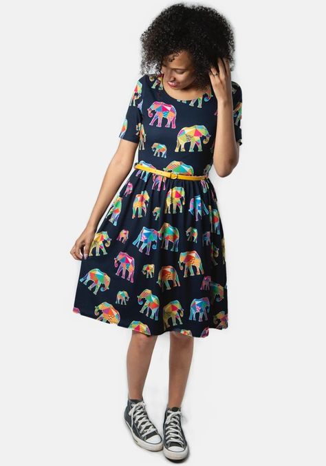 Popsy Dresses, Elephant Print Dress, Unique Blouse Designs, Unique Blouse, An Elephant, Elephant Print, Business Model, Small Family, Clothing Dresses