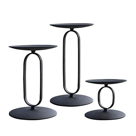 smtyle Candle Holders Set of 3 Candelabra with Black Iron-3.5" Diameter Ideal for Pillar LED Candles Round smtyle Shelf Above Bed, Flameless Candle Set, Elegant Candle Holders, Black Candle Holders, Painted Concrete Floors, Metal Candelabra, Black Candle, Gold Candle Holders, Iron Candle Holder