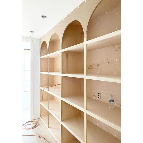 Round Top Built In Bookcase, Rounded Built In Shelves, Rounded Built Ins, Law Library, Bookshelf Wall, Round Building, Repose Gray, Library Room, Wall Bookshelves