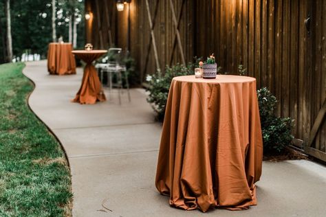 Terracotta Cocktail Tables Wedding, Copper Table Cloth, Earth Tone Dinner Party, Earth Tone Birthday Party, Earth Tone Party Decorations, Earth Tone Party, Boho Cocktail Hour, Copper Party Decor, Color Palette Boho