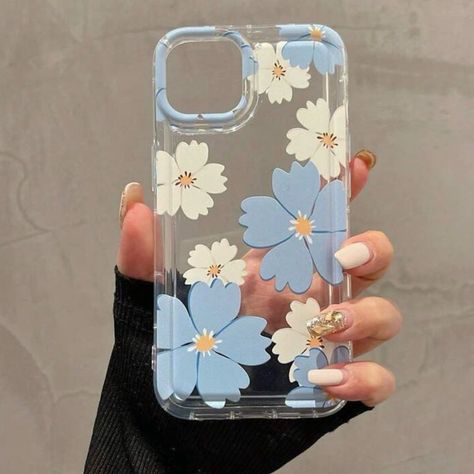 - Beautiful Blue And Beige Floral Print Non-Slip Transparent Phone Case With Tpu Shock Absorption Capacity - Compatible With Iphone 13 - Brand New - Bundle And Save Winter Phone Case, Sarung Telefon, Floral Phone Case, Transparent Phone Case, Floral Prints Pattern, Tough Love, Cute Phone Cases, Soft Shell, Iphone Cover