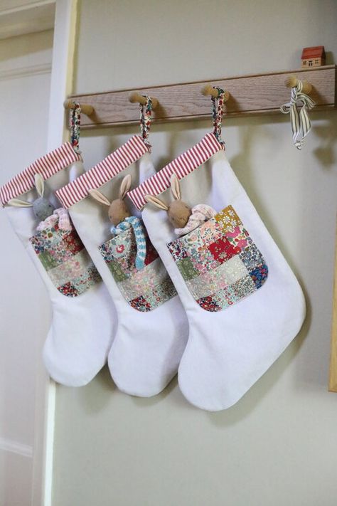 Workshops — Stitch & Sprig Christmas Stockings Sewing, Pinstripe Fabric, Patchwork Christmas, Christmas Patchwork, Quilted Christmas Stockings, Christmas Sewing Projects, Christmas Stockings Diy, Christmas Stocking Pattern, Stocking Pattern