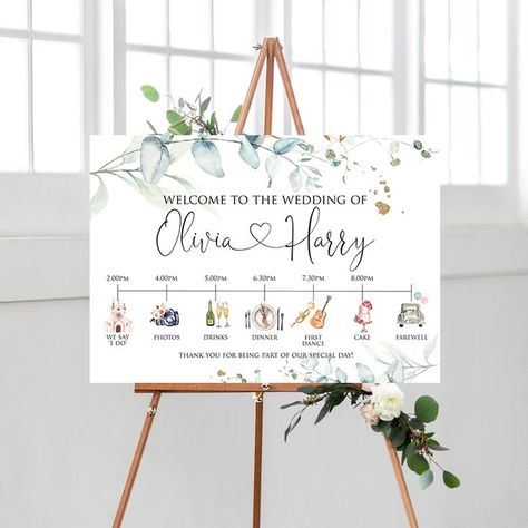 Wedding Timeline Sign, Wedding Day Itinerary, Wedding Order Of Events, Order Of Events, Wedding Icon, Wedding Decorations On A Budget, Wedding Order, Template Wedding, Wedding Timeline