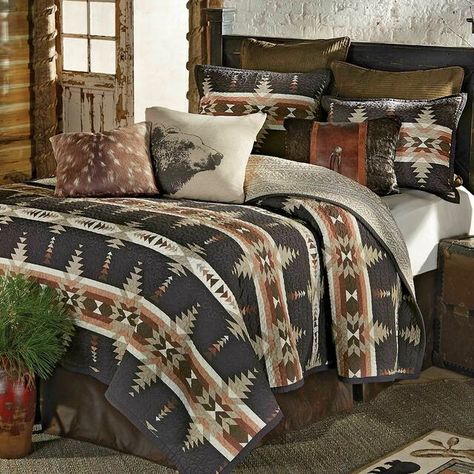 Durango Canyon Quilt Set - Twin Southwestern Bedding, Rustic Bedding Sets, Lodge Bedding, Lodge Look, Western Bedding, Western Bedroom, Black Forest Decor, Cotton Quilt Set, Full Bedding Sets