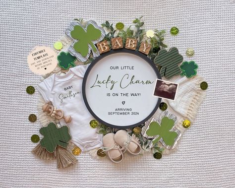 St Patricks Day Baby Announcement, Second Pregnancy Announcement, Neutral Baby Announcement, Neutral Pregnancy Announcement, Second Pregnancy Announcements, Baby 2 Announcement, Baby Announcement To Husband, Unique Pregnancy Announcement, Digital Baby Announcement