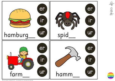 Er Sound Worksheet, Ir Er Ur Activities, Phonics Blends Worksheets, Digraph Activities, Er Ir Ur, Teaching Digraphs, Digraphs Worksheets, Digraphs Activities, Controlled R