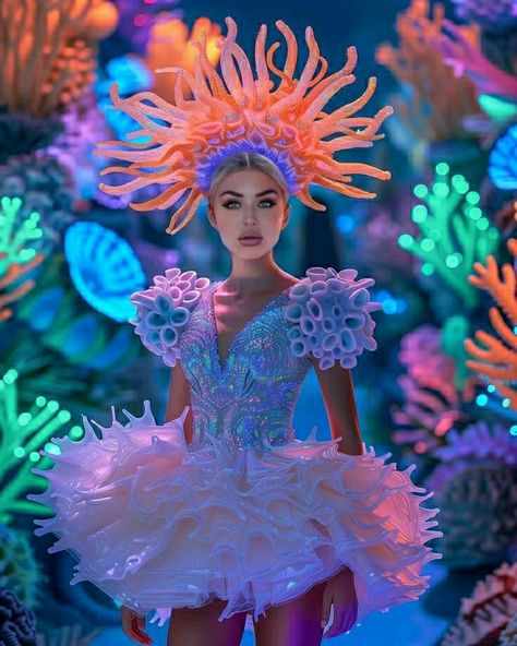 Ocean Costume Ideas, Coral Reef Costume, Under The Sea Costume, Aquarium Outfit Ideas, Coral Costume, Starfish Costume, Under The Sea Costumes, Sea Creature Costume, Sea Costume