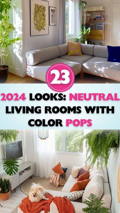 See how simple color splashes can redefine neutral living spaces in 2024. Perfect for homeowners seeking a chic yet lively atmosphere! Cozy Living Rooms With Color, Splash Of Color Living Room, Bold Color Living Room, Minimalist Living Room With Color, Neutral Home With Pops Of Color, How To Add Color To A Neutral Room, White Living Room With Pops Of Color, Pops Of Color Living Room, Living Room Pop Of Color