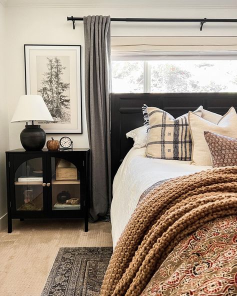 #TargetStyle : @delightfullywestern : Target Finds Black And Tan Bedroom Ideas, Black White And Grey Bedroom, Black Bedrooms, Tan Bedroom, Nashville Apartment, Black And Grey Bedroom, Grey Bedroom Design, Small Window Curtains, Brown Bed