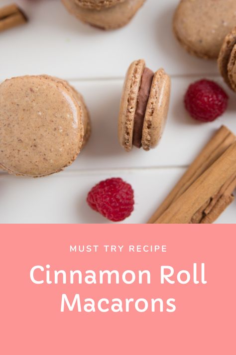 cinnamon roll macarons Cinnamon Roll Macarons, Macaron Flavors Filling, Fun Macaron Flavors, Cinnamon Toast Crunch Macarons, Macaroons Lemon Raspberry, Cream Cheese Eggs, Macaron Recipe, Cinnamon Roll, Vegetarian Cheese