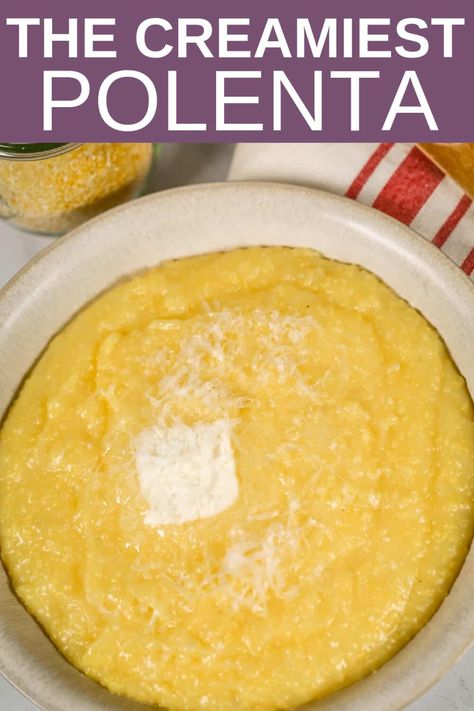 This decadent creamy polenta is an Italian side dish that will keep you full and satisfied. It's rich and flavorful and a great gluten free side dish. #easyrecipe #glutenfree #italianrecipe Italian Side Dish, Gluten Free Side Dish, Gluten Free Side, Cheese Polenta, Italian Side Dishes, Polenta Recipes, Italian Side, Creamy Polenta, Gluten Free Sides Dishes