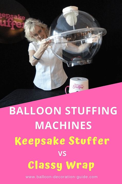 Balloon Stuffing Machine: Keepsake Stuffer vs Classy Wrap -- which machine is best for you? Before investing in a balloon stuffer, read our review. You'll also find a selection of new and used machines currently being offered at eBay. #balloongift #stuffedballoon #balloonguide Pool Balloons, Balloon Stuffing Machine, Burlap Bubble Wreath, Balloon Decoration Ideas, Baloon Art, Diy Hot Air Balloons, Disney Balloons, Desk Organization Diy, Small Balloons