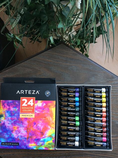 Arteza Gouache 24 Gorgeous Colours Arteza Gouache, Fatima Zahra, Gouache Color, Art Pencils, Stationary School, Sketch Pad, Deco Art, Artist Life, Gouache Painting