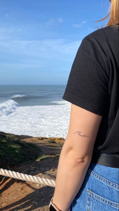 Cross Wave Tattoo, Waves Fine Line Tattoo, Wave Tattoo Back Of Arm, Wave Tattoo Placement Ideas, Wave Tattoo Women, Wave Tattoo Hand, All Waves Eventually Pass Tattoo, Realistic Wave Tattoo, Tattoo Waves Ocean