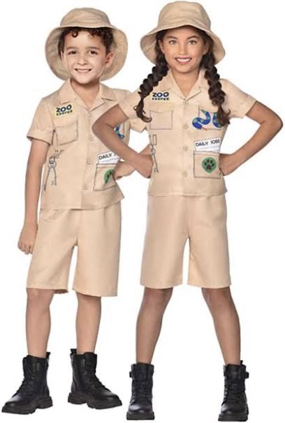 Zoo Keeper Costume, Kids Dress Up Costumes, Addams Family Costumes, Batman Costumes, Kids Zoo, Zoo Keeper, Tan Shirt, Fancy Dress Costume, Kids Dress Up