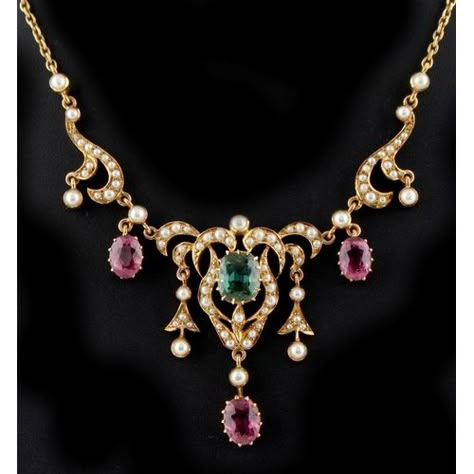 Luxury Elegant Tourmaline Necklaces, Pink Victorian Jewelry In 14k Gold, Green Tourmaline Necklace, Elegant Green Tourmaline Necklace, Pink Tourmaline Necklace Gold, Antique Jewelry Victorian, Simple Bridal Jewelry, Gold Bridal Necklace, Jewellery Design Sketches