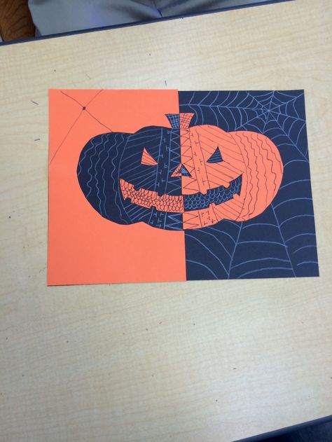 3rd Grade Positive and Negative Pumpkins | Miss Livingston's Art Blog Positive And Negative Space Art, Space Art Projects, Negative Space Art, Positive And Negative Space, Pumpkin Uses, Library Activities, The Other Half, One Eye, Other Half