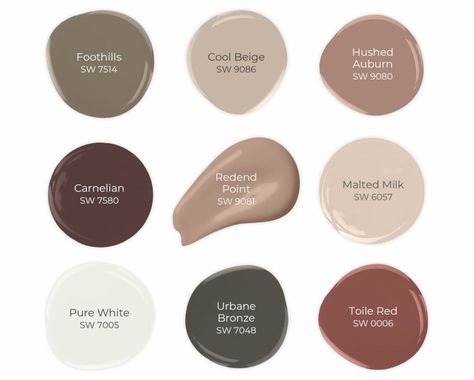 Redend Point Coordinating Colors, Redend Point, Paint 2024, Paint Color Inspiration, House Color Palettes, 2023 Color, Paint Color Schemes, Sherwin Williams Paint Colors, Handcrafted Decor