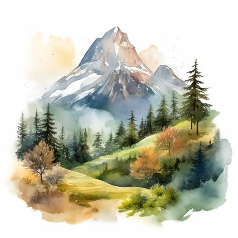 Reference Photos For Artists, Watercolor Art Landscape, Watercolour Inspiration, Watercolor Mountains, Pretty Landscapes, Watercolor Landscape Paintings, Nature Art Painting, Watercolor Sketch, Watercolor Drawing