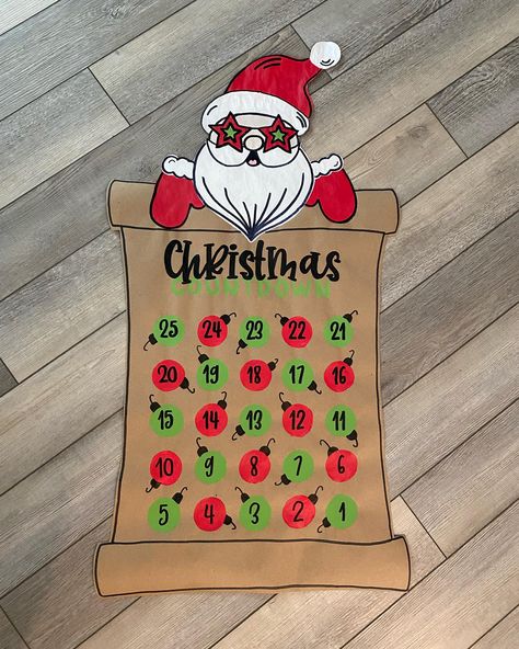 NEW! Christmas Countdown Calendars for the kiddos with your choice of Santa and calendar colors. Pre-Order today and ready for pick up by Wednesday, Novemeber 27. $40 for Santa designs and $45 for the Christmas Tree design! Shipping is also available. Message me for details… #christmas #christmascountdown #handpainted #kraftpaper Countdown To Christmas Classroom Ideas, Christmas Classroom Ideas, Diy Christmas Countdown Calendar, Diy Christmas Countdown, Christmas Countdown Diy, Christmas Countdown Calendar, Countdown To Christmas, Countdown Calendar, Christmas Classroom