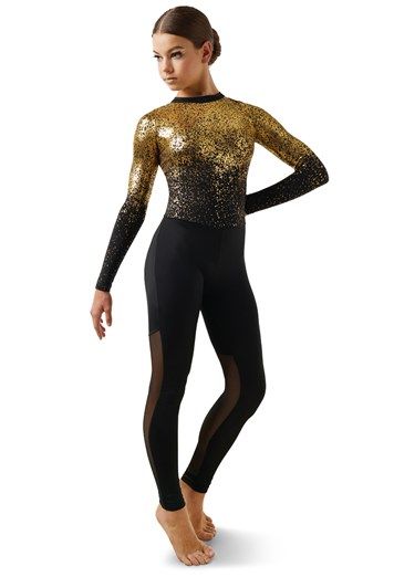 Speckled Metallic Long Sleeve Unitard | Weissman® Long Sleeve Unitard, Dance Class Outfit, Cute Dance Costumes, Aerial Costume, Dance Unitard, Paige Hyland, Brooke Hyland, Chloe Lukasiak, Kendall Vertes