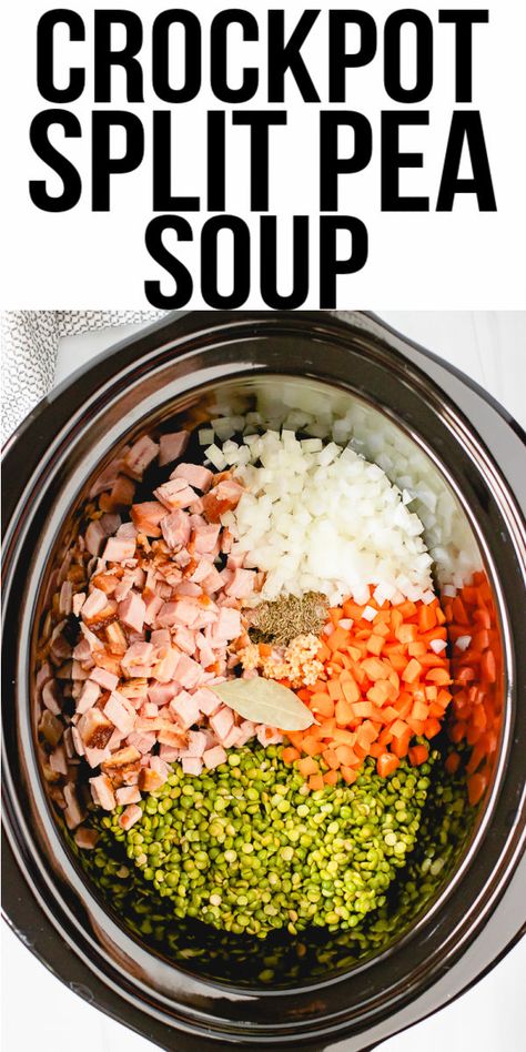 Split Pea Slow Cooker, Split Pea Lentil Ham Soup, Recipes Using Split Peas, Ham And Lentil Soup Crockpot, Split Pea And Ham Soup Crock Pot, Crockpot Split Pea And Ham Soup, Crockpot Soups And Stews, Pea Soup Crockpot, Crockpot Split Pea Soup