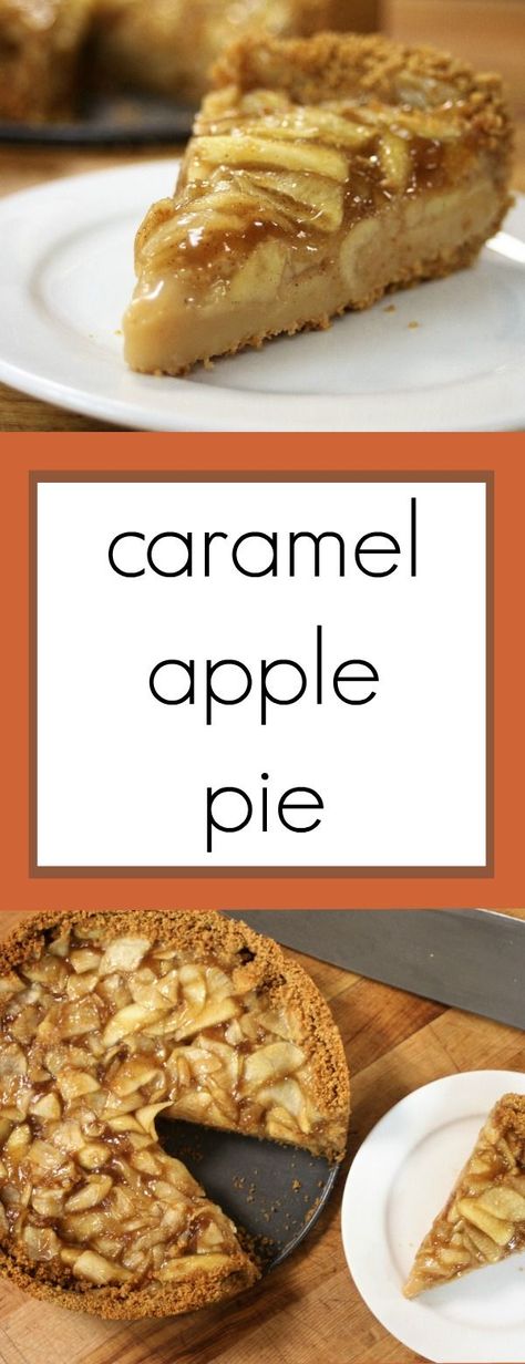 Caramel Apple Pie with a Graham Cracker Crust Pie Dessert Recipes, Tart Cheesecake, Graham Cracker Dessert, Caramel Apple Pie Recipes, Graham Cracker Recipes, Pies Recipes, Graham Cracker Crust Pie, Apple Dessert, Caramel Apple Pie