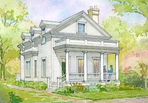 My Dream Home - Here's What It Looks Like - Laurel Home Small Southern House Plans, House Sketch Plan, Greek Revival House Plans, Empty Nester House Plans, House In The Country, Southern Cottage, Southern Living House Plans, Porch House Plans, Southern House