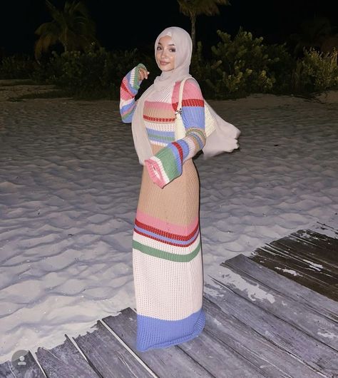 Long Dress Crochet, Knitted Long Dress, Hijab Fashion Summer, Mode Hippie, Maxi Dress Sleeveless, Spaghetti Strap Bodycon Dress, Modest Fashion Hijab, Cute Modest Outfits, Long Knitted Dress