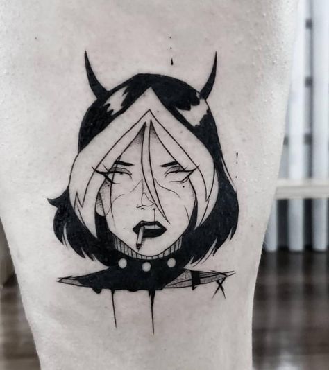 Rogue Tattoo, Gotik Tattoo, Vampire Tattoo, 4 Tattoo, Inspiration Tattoos, E Tattoo, Dark Tattoo, Anime Tattoos, Blackwork Tattoo