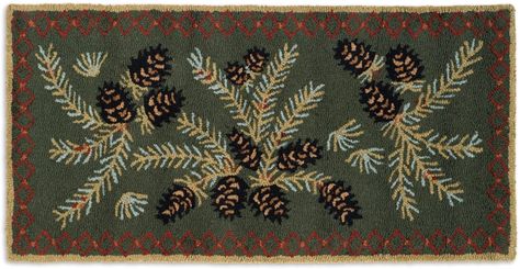 AmazonSmile: Chandler 4 Corners Beautiful Hand Hooked Wool Rug, Diamond Pinecone Design 2'X4' Rug - 100% Natural Wool: Furniture & Decor Living Dining Rooms, Hand Hooked Wool Rug, Rug For Hallway, Rustic Area Rugs, Country Rugs, Hearth Rug, Hand Hooked Rugs, Green Backdrops, Hooked Wool