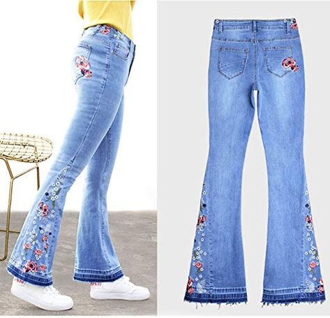 Long Denim Pants, Trousers Women Wide Leg, Mid Waist Jeans, High Street Fashion, Flare Leg Jeans, Denim Shorts Women, Women Denim Jeans, Bell Bottom, High Fashion Street Style