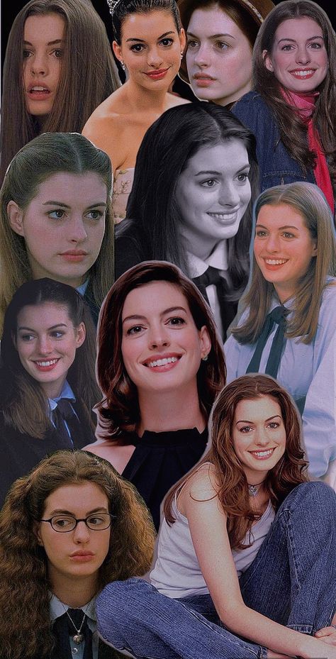 Anne Hathaway Aesthetic Wallpaper, Anne Hathaway Wallpaper, Ella Enchanted Movie, High School Musical Quotes, Princes Diaries, Diary Movie, Movie Collage, Unmarried Women, Modern Princess