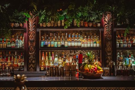 Cocktail Bar Inspiration, Rum Bar Ideas, Tropical Bar Ideas, Bar Ideas For Restaurants, Cocktail Bar Interior Design, Tropic Bar, Rum Jello Shots, Three Dots And A Dash, Village Tavern