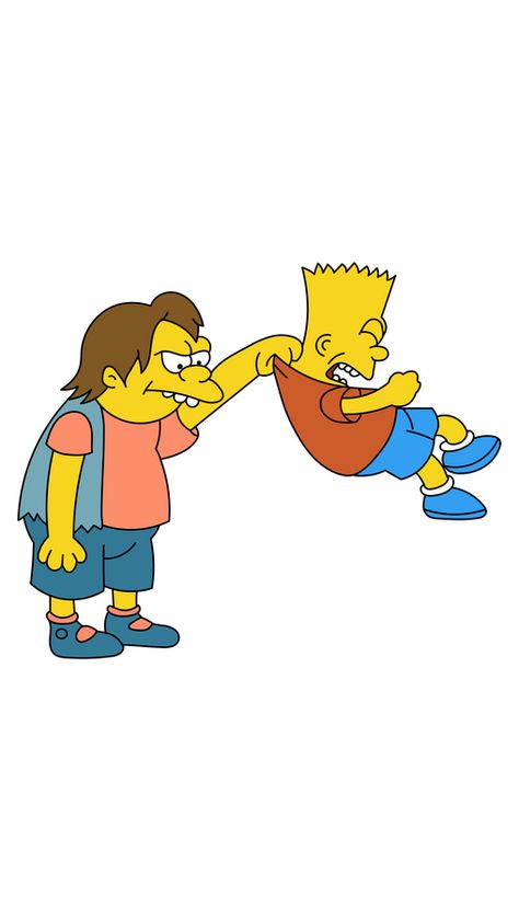 The Simpsons Lisa And Nelson, Nelson Simpsons, Nelson Muntz, Fun Illustration, Iconic Characters, The Simpsons, Pink Shirt, Bart Simpson, Fan Art