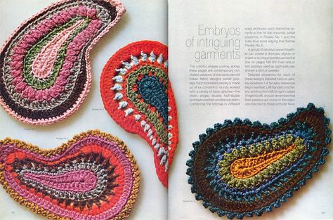 Paisley Paisley Crochet, Crochet Paisley, Form Crochet, Crochet Goodies, Crochet Decoration, Freeform Crochet, Crochet Instructions, Crochet Applique, Irish Crochet